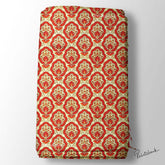 Bright Red Cream Printed Fabric Material